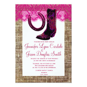 Pink Cowgirl Boots Horseshoe Burlap Lace Wedding 5