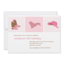 Pink Cowgirl Western Birthday Party Custom Invitations