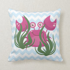 Pink Crab Peeking Through the Seaweed Pillow