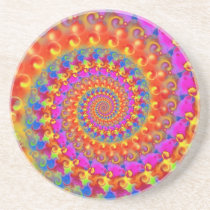 Pink Crazy Fractal Drink Coaster