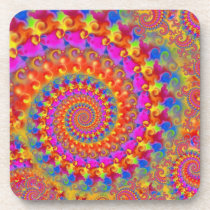 Pink Crazy Fractal Drink Coasters