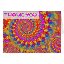 Pink Crazy Fractal Thank You Card