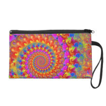 Pink Crazy Fractal Wristlet Clutch