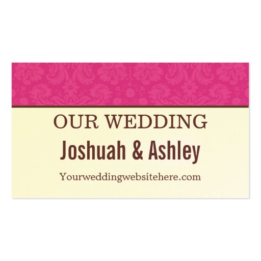 Pink & Cream Design Wedding Website Business Cards (front side)