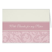 Pink Cream Sister Thank You Matron of Honor Card