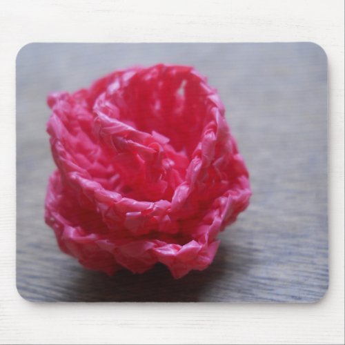Pink Crochet Rose mousepad