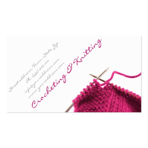 Pink Crocheting & Knitting Business Card (front side)