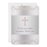Pink Cross Baby Girl Christening Baptism Invites