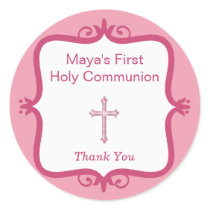 Pink Cross Communion Round Sticker stickers