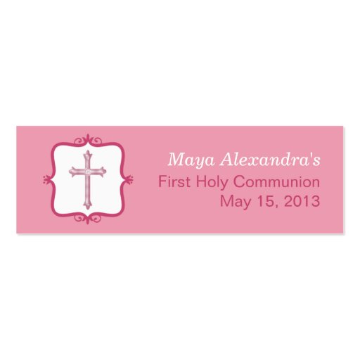 Pink Cross Communion Small Tag Business Card Templates (front side)