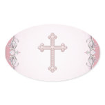Pink Cross Damask Flower Envelope Seals stickers
