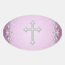 Pink Cross Damask Flower Envelope Seals Stickers
