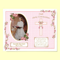 Pink Cross First Holy Communion Personalized 11x14 posters
