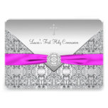 Pink Cross Girls Pink First Communion Personalized Invitations
