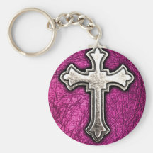 Pink Cross Keychains