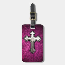Pink Cross Luggage Tag