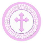Pink Cross Round Sticker