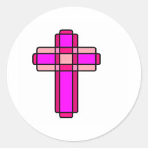 Pink Cross Round Stickers