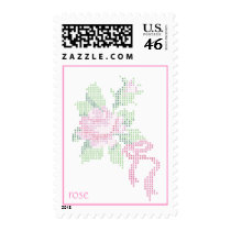 pink cross stitch rose stamp