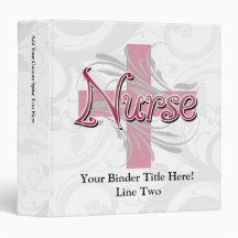 Pink Cross/Swirl Nurse 3 Ring Binder