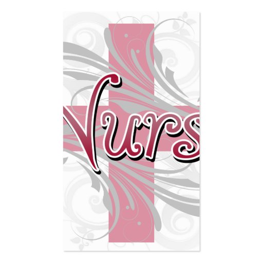 Pink Cross/Swirl Nurse Business Card Template (back side)