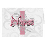 Pink Cross/Swirl Nurse Greeting Cards