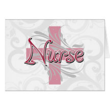 Pink Cross/Swirl Nurse Greeting Cards