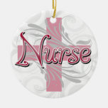 Pink Cross/Swirl Nurse Ornaments