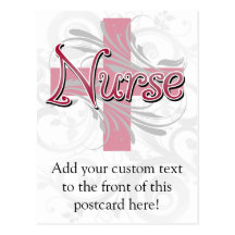 Pink Cross/Swirl Nurse Post Card