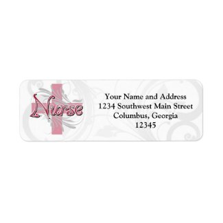 Nurse Pink Cross/Swirl Return Address Labels