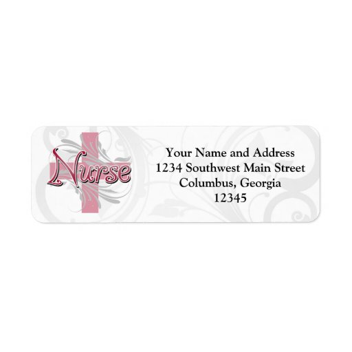 Pink Cross/Swirl Nurse Return Address Labels Zazzle