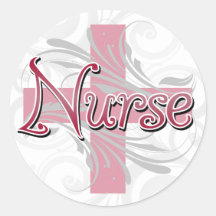Pink Cross/Swirl Nurse Sticker