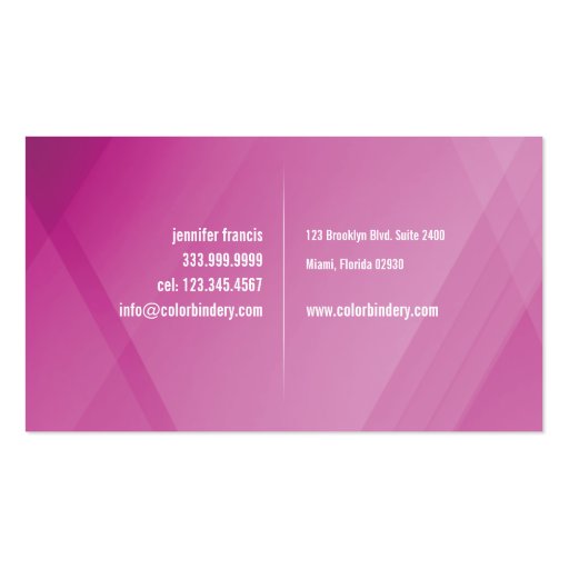 Pink Crossing Business Card (back side)