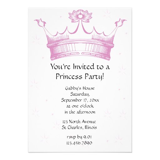 Pink Crown Princess Party Invitation