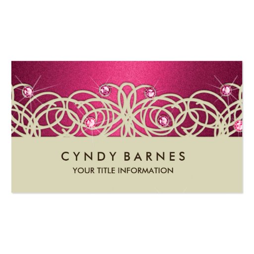 Pink Crystals and Lace Business Card (front side)