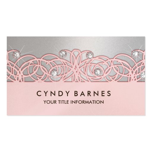 Pink Crystals and Lace Business Card (front side)