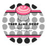 Pink Cupcake Address Label - Black Polka Dot Sticker Pink Cupcake Address Label - Black Polka Dot Sticker