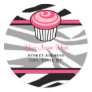 Pink Cupcake Address Label - Black Zebra Print Sticker Pink Cupcake Address Label - Black Zebra Print Sticker