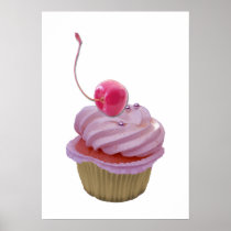 Pink Cupcake and Cherry Poster