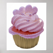Pink Cupcake and Hearts Poster