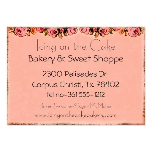 Pink Cupcake Bakery Business Profile Card Business Card (back side)