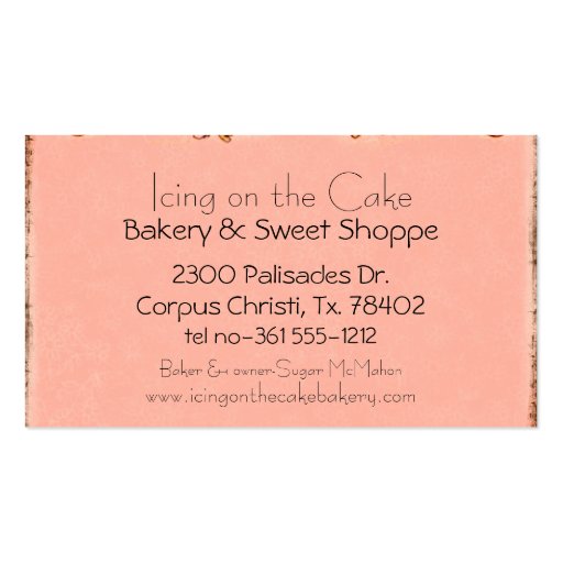 Pink Cupcake Bakery Business Profile Card Business Card (back side)
