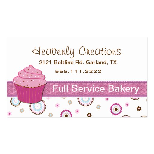 Pink Cupcake Bakery Cupcake Business Card (front side)