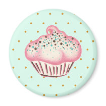 Pink Cupcake Bakery Kitchen Magnet by suncookiez Pink Cupcake Bakery Kitchen Magnet