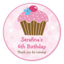 Pink Cupcake Birthday Gift Sticker