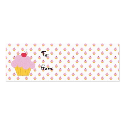 Pink Cupcake Birthday Gift Tags Business Card Templates by 13BlackCatsDesigns