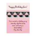 Pink Cupcake Birthday Invitation Postcards by jbranam Pink Cupcake Birthday Invitation Postcards