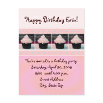Pink Cupcake Birthday Invitation Postcards by jbranam Pink Cupcake Birthday Invitation Postcards