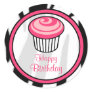 Pink Cupcake Birthday Sticker - Black Zebra Print Pink Cupcake Birthday Sticker - Black Zebra Print