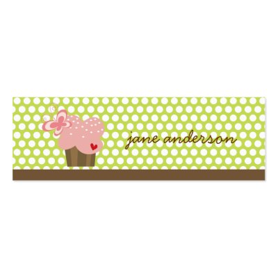 Pink Cupcake Butterfly Thank You Custom Gift Tag Business Card Templates 